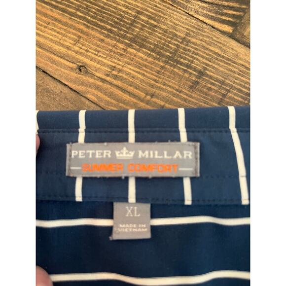 Peter Millar Summer Comfort Striped Golf Performance Polo Men XL Preppy Money - Picture 2 of 8